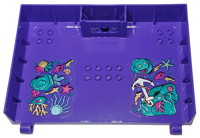 Container, Book Cover Half, 16 x 12 x 2 2/3 with Lock Compartment (Storybook Adventures) with Seafloor, Shells, Fish, Coral, and Anchor Pattern (Stickers) - Set 43213