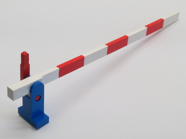 Train Level Crossing Gate Type 1, Assembly with Blue Base & Red Handle (Right)