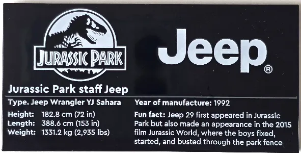 Tile 4 x 8 with Jurassic Park staff Jeep Pattern
