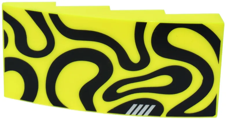 Slope, Curved 8 x 4 x 1 2/3 with Black Squiggly Lines and Shapes and Silver Diagonal Lines Pattern