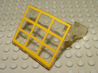 Garage Door Glass Assembly - Yellow Frame Pattern with Hinge Pins on Counterweights