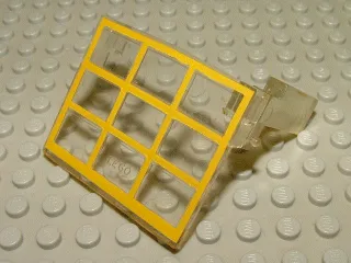 Garage Door Glass Assembly - Yellow Frame Pattern with Hinge Pins on Counterweights