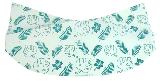 Cloth Tent, Semicircular with Dark Turquoise Leaves, Fronds, and Flowers Pattern