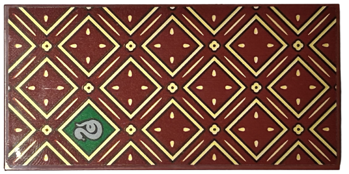 Tile, Modified 4 x 8 Inverted with Studs on Edges with Gold Squares and Lines with Black Outlines and HP Slytherin House Snake on Green Background Pattern (Sticker) - Set 76416