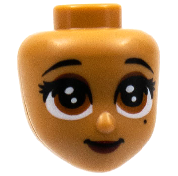 Mini Doll, Head Friends with Black Eyebrows, Reddish Brown Eyes, Beauty Mark, Dark Red Lips Pattern