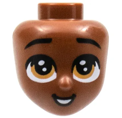 Mini Doll, Head Friends with Black Eyebrows, Large Medium Nougat Eyes, Open Mouth Smile with Teeth Pattern