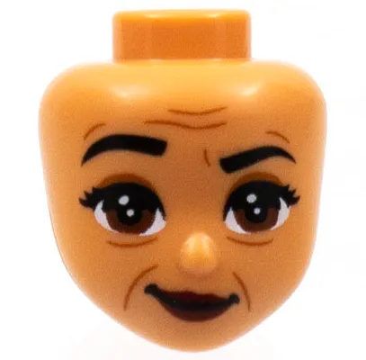 Mini Doll, Head Friends with Black Eyebrows, Right Raise, Reddish Brown Eyes, Dark Red Lips Pattern