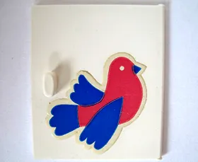 Homemaker Cupboard Door 4 x 4 with Blue and Red Bird Pattern (Sticker) - Set 292