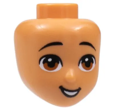 Mini Doll, Head Friends with Black Eyebrows, Dark Orange Eyes, Open Mouth Smile with Teeth Pattern