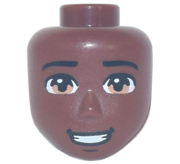 Mini Doll, Head Friends Male Large with Black Eyebrows, Medium Nougat Eyes, Chin Dimple, Open Mouth Smile with Teeth Pattern