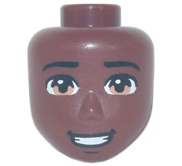 Mini Doll, Head Friends Male Large with Black Eyebrows, Medium Nougat Eyes, Chin Dimple, Open Mouth Smile with Teeth Pattern