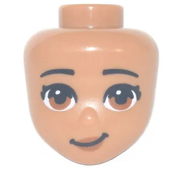 Mini Doll, Head Friends with Black Eyebrows, Dark Orange Eyes and Lips, Lopsided Grin Pattern