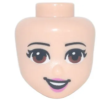 Mini Doll, Head Friends with Reddish Brown Eyes and Dark Pink Lips and Lopsided Smile Pattern