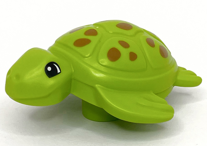 Duplo Turtle with Black Eyes and Dark Orange Spots Pattern