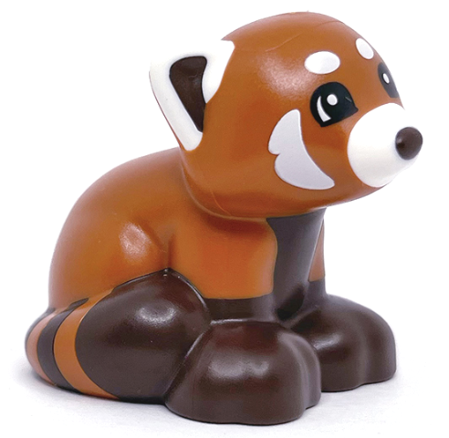 Duplo Red Panda / Fox with Dark Brown Feet, Black Eyes, and White Ears, Muzzle, and Spots Pattern