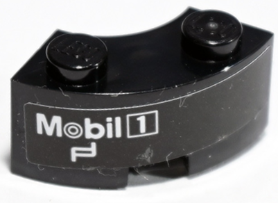 Brick, Round Corner 2 x 2 Macaroni with Stud Notch and Reinforced Underside with White Mobil 1 Logo Pattern Model Right Side (Sticker) - Set 75888