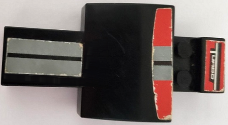 Vehicle, Top Fast Food Racer 4 x 8 with Front Grille with Black, Light Bluish Gray and Red Stripes and 'TURBO' Pattern (Stickers) - Gear GMRacer4