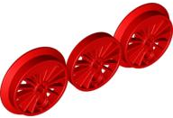 Train Wheel RC, Spoked with Technic Axle Hole and Counterweight, Blind and Flanged Driver, 3 in Bag (Multipack)