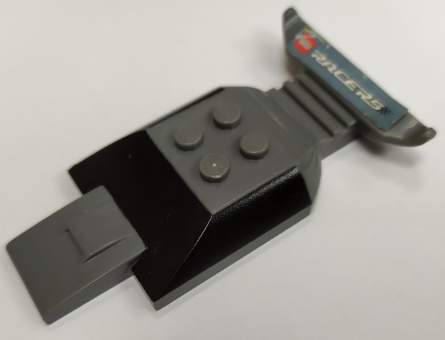 Vehicle, Top Fast Food Racer 4 x 10 with Sloped Black Windshield and Rear Spoiler with Lego Logo and 'RACERS' Pattern (Sticker) - Gear McDR2US / McDR3