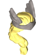 Minifigure, Hair Female Long Braid over Right Shoulder with Molded Flat Silver Winged Tiara Pattern