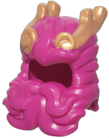 Minifigure, Hair Swept Back and Wavy with Parted Beard with Gold Horns and Bun Pattern