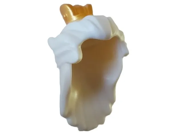 Minifigure, Hair Long Swept Back, Hole on Top with Gold Crown Pattern