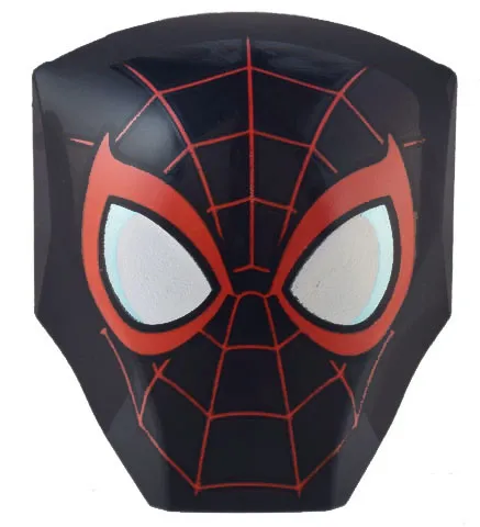 Large Figure Armor, Smooth with 2 x 2 Round Brick Attachment with Red Webbing, Large White Eyes with Metallic Light Blue Edges and Red Borders Pattern (Miles Morales Spider-Man Head)