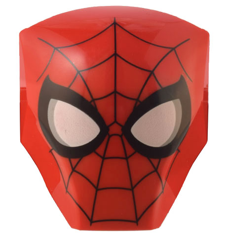 Large Figure Armor, Smooth with 2 x 2 Round Brick Attachment with Black Webbing, Large White Eyes with Light Bluish Gray Edges and Black Borders Pattern (Spider-Man Head)