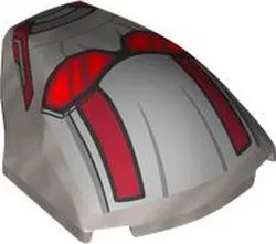 Large Figure Armor, Smooth with 2 x 2 Round Brick Attachment with Silver Armor Plates, Black Glasses with Red Lenses and Reflections, Dark Red Stripes on Forehead and Cheeks Pattern (Ant-Man Head)