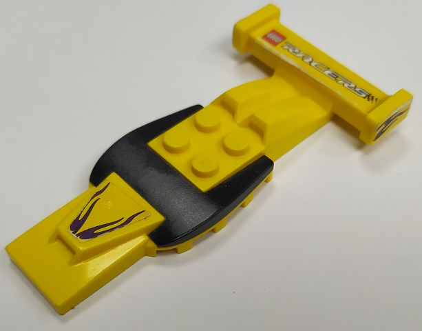 Vehicle, Top Fast Food Racer 4 x 10 with Curved Black Windshield, Air Intakes and Rear Spoiler with LEGO Logo and 'RACERS' Pattern (Stickers) - Gear McDR4 / McDR7US