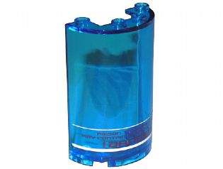 Cylinder Half 2 x 4 x 5 with 1 x 2 Cutout with White Stripes and Red '!DANGER!' on Transparent Background Pattern (Sticker) - Set 5974