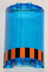 Cylinder Half 2 x 4 x 5 with 1 x 2 Cutout with Orange and Black Stripes Pattern (Sticker) - Set 5985