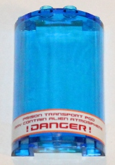 Cylinder Half 2 x 4 x 5 with 1 x 2 Cutout with Orange Stripes and Red '!DANGER!' on White Background Pattern (Sticker) - Set 5985