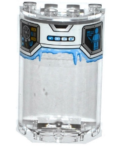 Cylinder Half 2 x 4 x 5 with 1 x 2 Cutout with Fan, Minifigure on Screen, and Frost Pattern (Sticker) - Set 70588