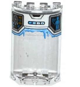 Cylinder Half 2 x 4 x 5 with 1 x 2 Cutout with Fan, Minifigure on Screen, and Frost Pattern (Sticker) - Set 70588