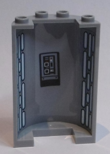 Cylinder Half 2 x 4 x 5 with 1 x 2 Cutout with Vent Slots and Control Panel Pattern on Inside (Stickers) - Set 75190