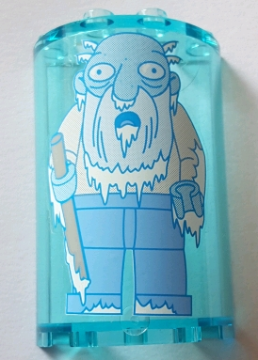 Cylinder Half 2 x 4 x 5 with 1 x 2 Cutout with Frozen Old Man (The Simpsons Jasper Beardley) Pattern (Sticker) - Set 71016