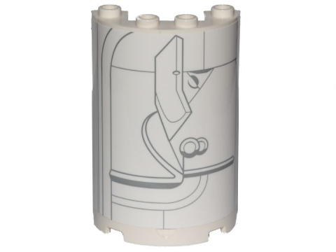 Cylinder Half 2 x 4 x 5 with 1 x 2 Cutout with SW Cloud City Gray Lines Wall Ornament Pattern (Sticker) - Set 75222