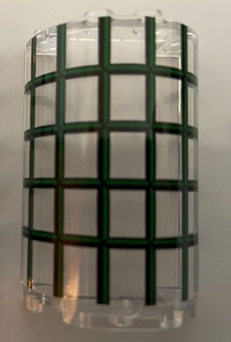 Cylinder Half 2 x 4 x 5 with 1 x 2 Cutout with Green and Dark Green Window Frame Pattern (Sticker) - Set 76388