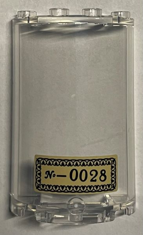 Cylinder Half 2 x 4 x 5 with 1 x 2 Cutout with Black 'No-0028' Pattern (Sticker) - Set 76391