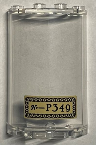 Cylinder Half 2 x 4 x 5 with 1 x 2 Cutout with Black 'No-P349' Pattern (Sticker) - Set 76391