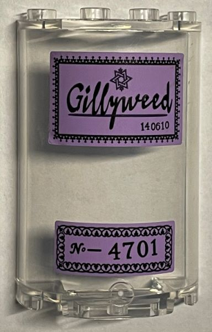 Cylinder Half 2 x 4 x 5 with 1 x 2 Cutout with Black 'Gillyweed' and 'No-4701' Pattern (Stickers) - Set 76391