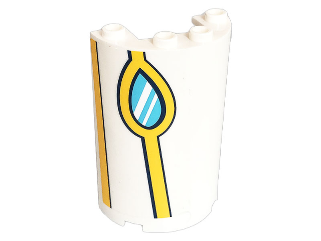 Cylinder Half 2 x 4 x 5 with 1 x 2 Cutout with Bright Light Orange Stripes and Medium Azure Window Pattern Model Left Side (Sticker) - Set 41232