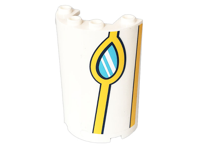 Cylinder Half 2 x 4 x 5 with 1 x 2 Cutout with Bright Light Orange Stripes and Medium Azure Window Pattern Model Right Side (Sticker) - Set 41232