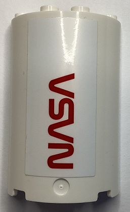 Cylinder Half 2 x 4 x 5 with 1 x 2 Cutout with Red 'NASA' Pattern (Sticker) - Set 60351
