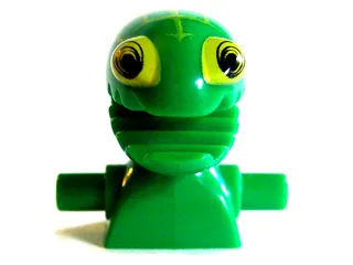Minifigure, Head, Modified Frenzy Pattern with Lime Eyes and Open Jagged Mouth, Torso Extension with Handles