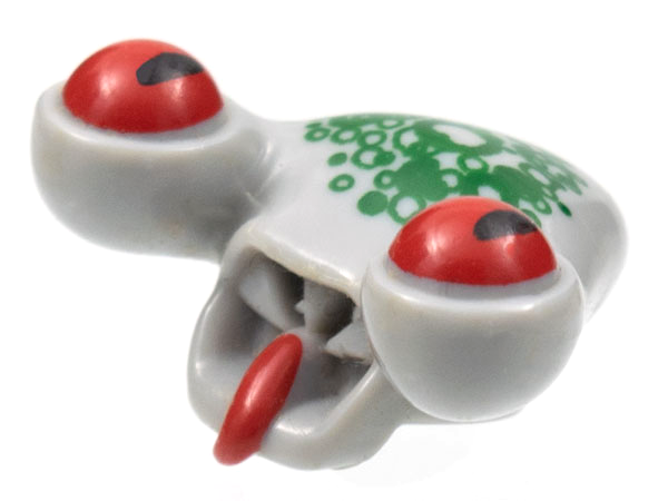 Minifigure, Head, Modified Alien with Tongue and Red Eyes, Dark Green Scales Pattern (Squidman)