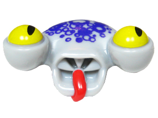 Minifigure, Head, Modified Alien with Tongue and Yellow Eyes, Dark Purple Scales Pattern (Squidtron)