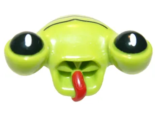 Minifigure, Head, Modified Alien with Tongue and Black Eyes, Black Lines Pattern