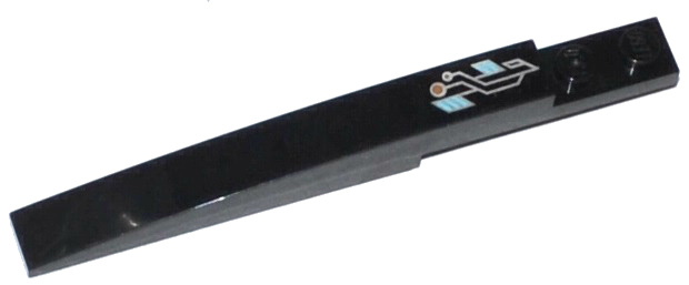 Slope, Curved 10 x 1 with Dark Tan, Medium Azure, and Silver Circuitry Pattern Model Left (Sticker) - Set 70162